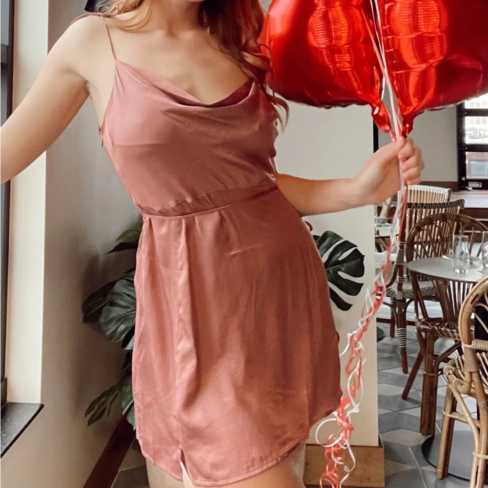 Elegant Pink Satin Slip Dress
